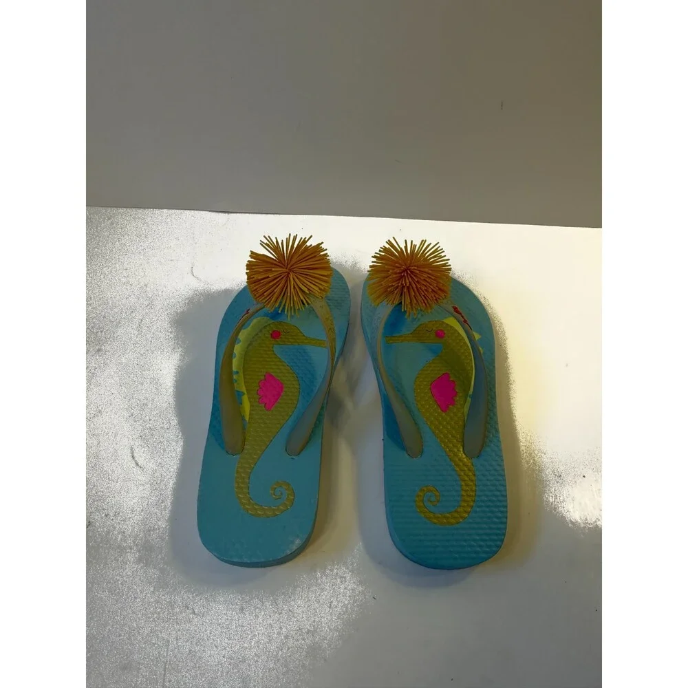 Joules Kids Flip Flop With Upper Pom Blue US 12-13
